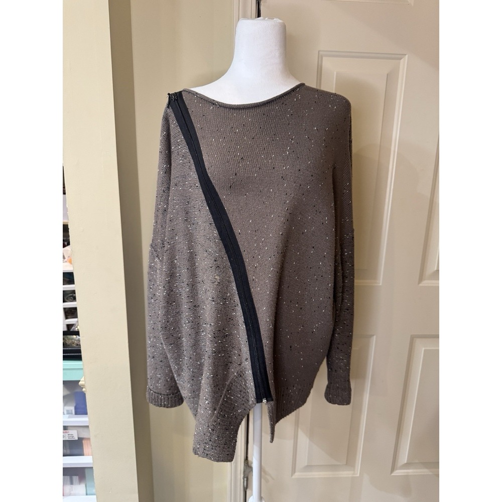Ball Of Cotton BOHO ASYMMETRICAL OVERSIZED Zipper SWEATER/ TUNIC - Picture 1 of 7